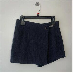 Vtg Joe B Gray Wrap Mini Skort Silver Belt Y2K Grunge Prep School Girl